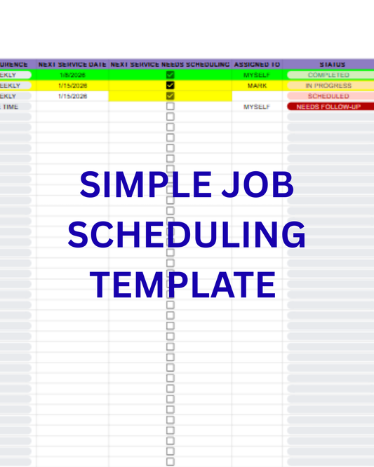 Simple Job Scheduling Template for Small Service Businesses (Google Sheets & Excel)